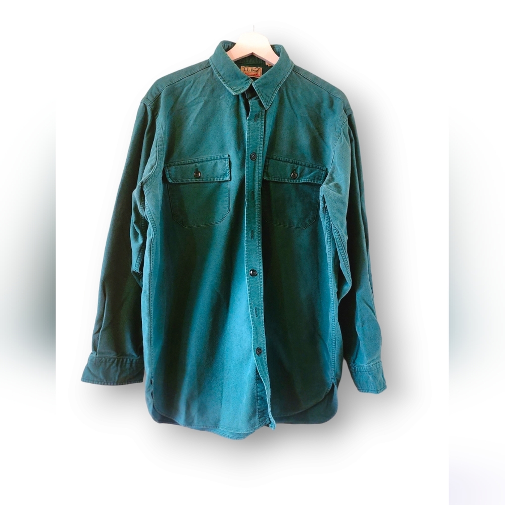 L.L Bean Forest green vintage Charmois Cloth Freeport Main Shirt Large